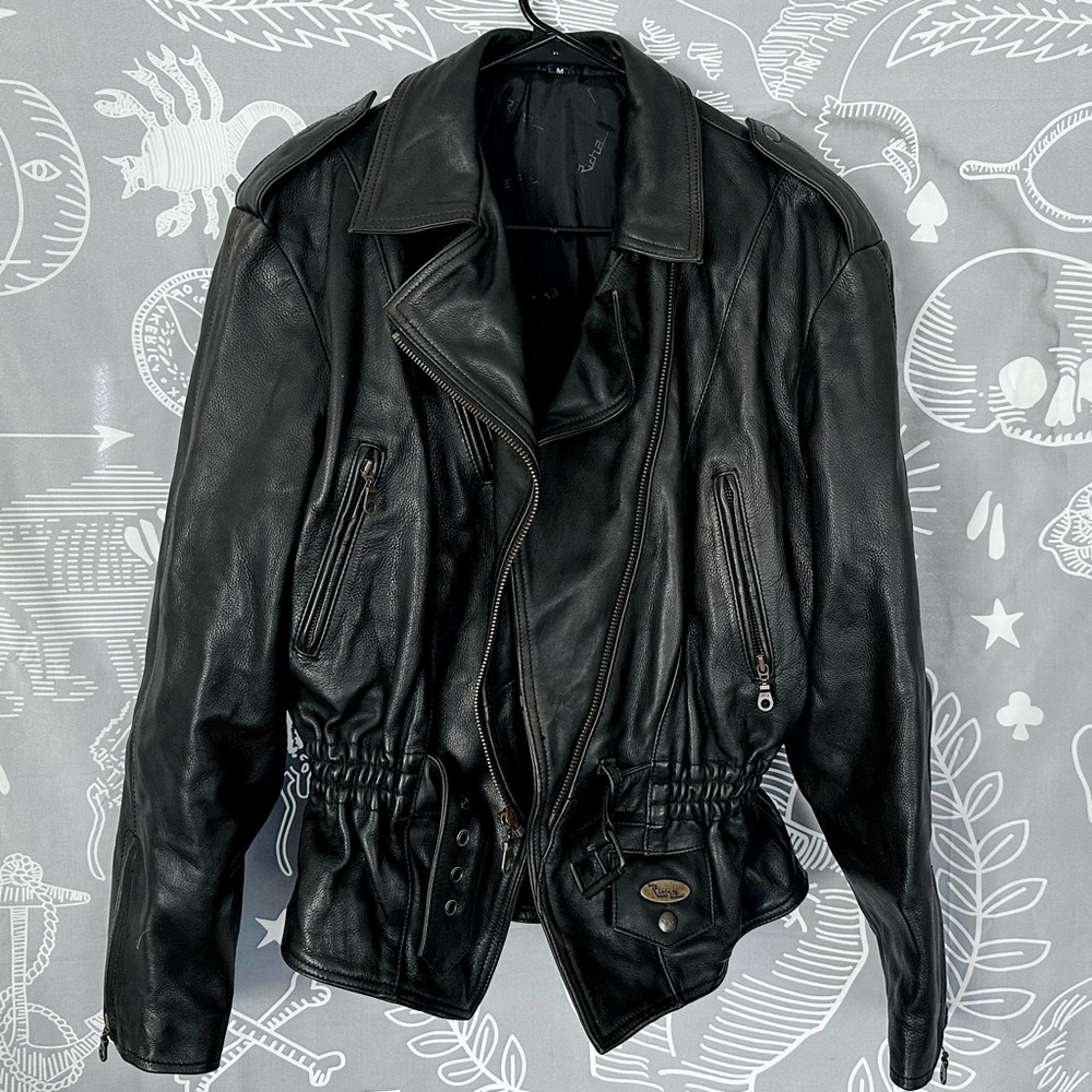 Vintage Richa Black Leather Biker Jacket
